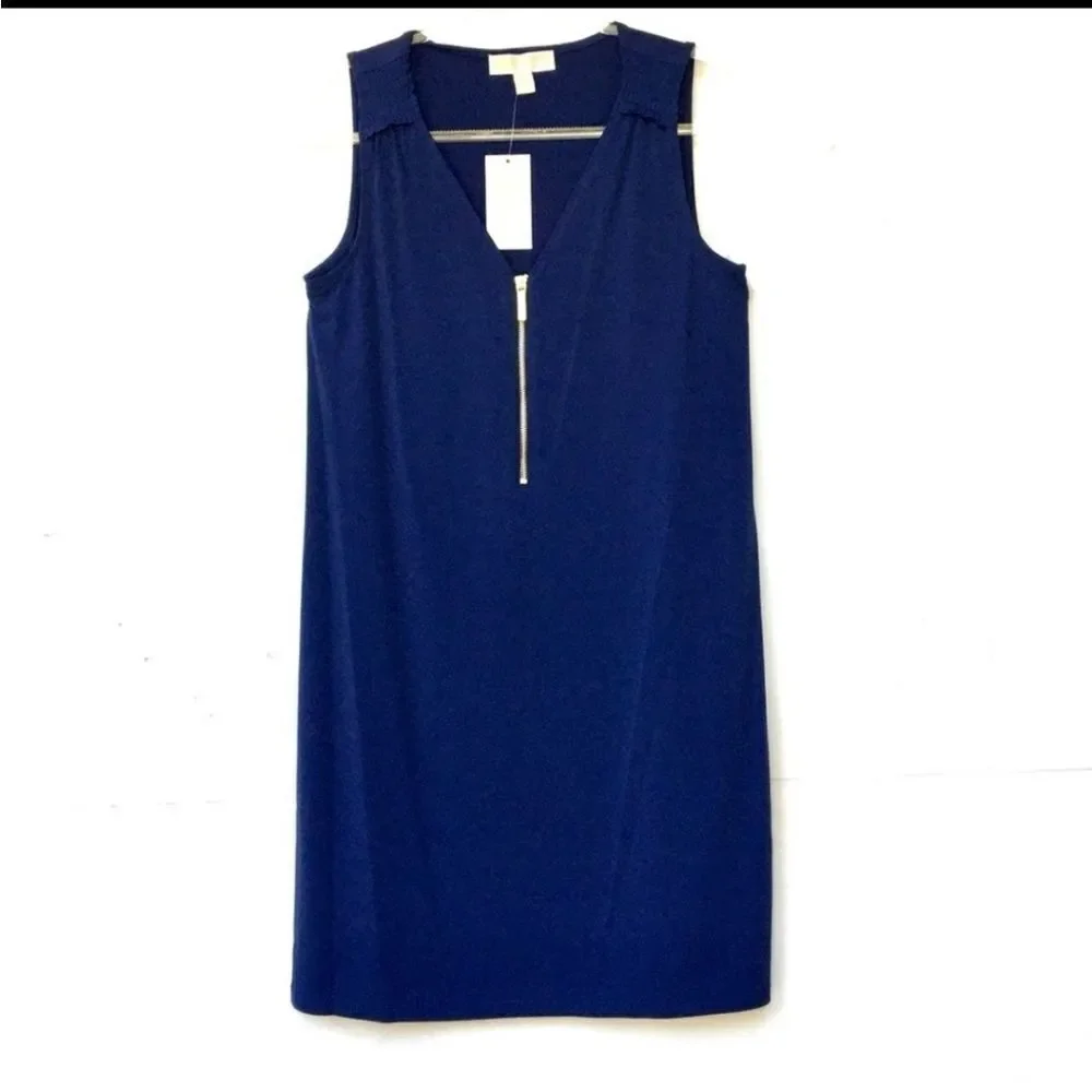 Michael Kors Women’s Blue Zip Front Mini Dress M - Picture 3 of 9